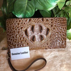 Croc Embossed Geniune Leather Wallet with wrist strap